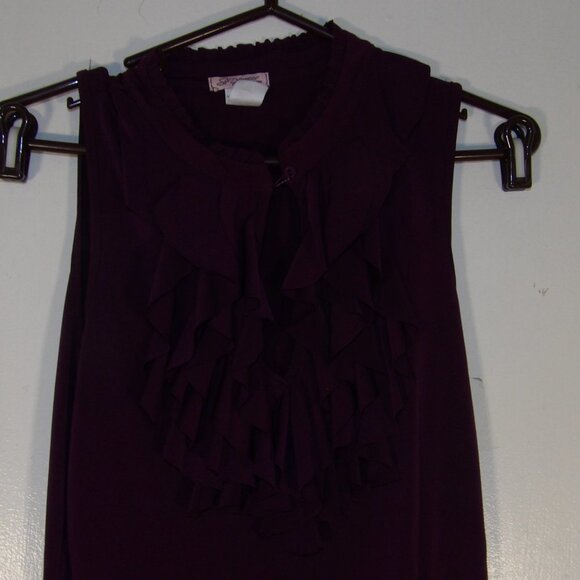 Six Degrees Of Separation Maroon Ruffled Front Slinky Top Sz XL - Picture 2 of 5